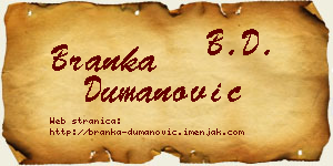 Branka Dumanović vizit kartica